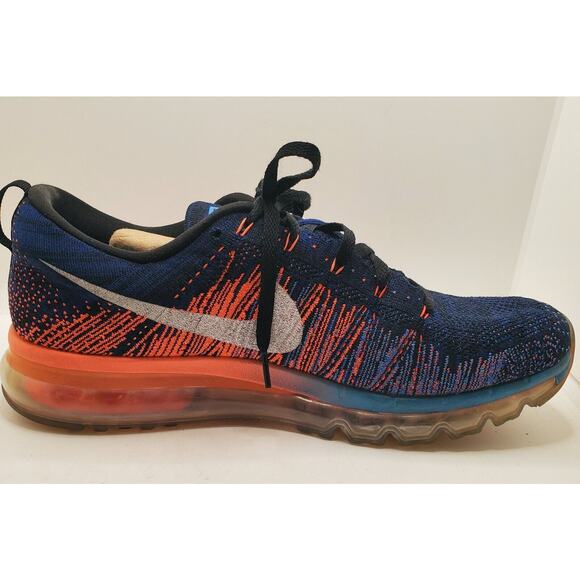 Nike Flyknit Max Blue Glow Bright Mango Mens Size 12 620469-008 Running Shoes